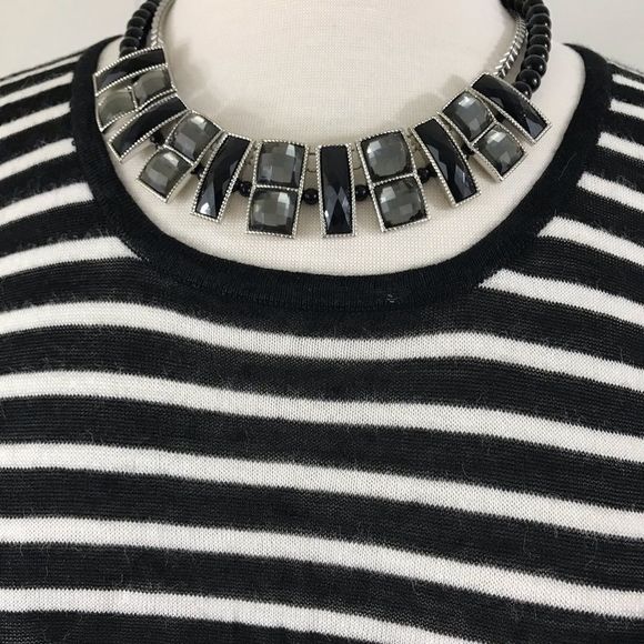 Loft semi sheer striped sweater. Size M - Picture 3 of 7